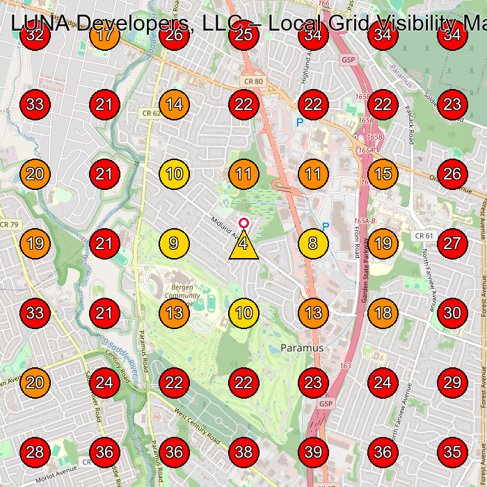 LUNA Developers, LLC GeoGrid visibility map for Contractor in Fair Lawn